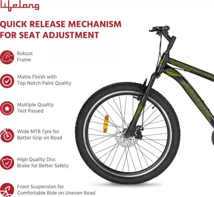 Lifelong Falcon 26 T with Disc Brake and Suspension , Matte Black 26 T Road Cycle (Single Speed, Black) Lifelong Falcon 26 T with Disc Brake and Suspension , Matte Black 26 T Road Cycle (Single Speed, Black)